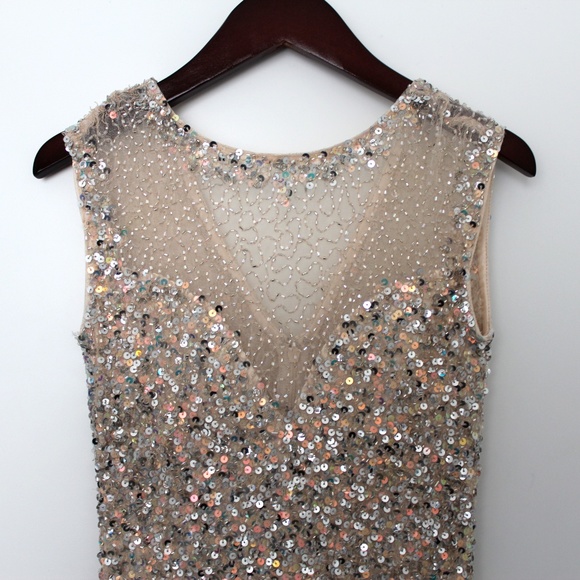 Parker Black Nude Sequin Dress - Picture 5 of 6